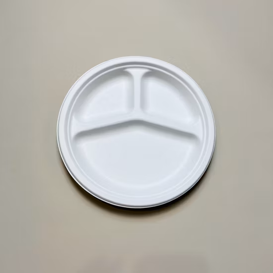 Prato de mesa biodegradável com bagaço de cana-de-açúcar