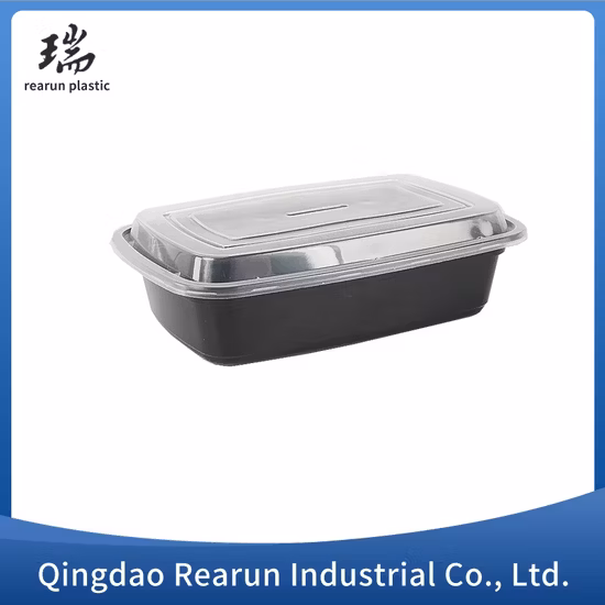 Retângulo biodegradável seguro para micro-ondas, recipiente descartável para comida de plástico, lancheira com tampas