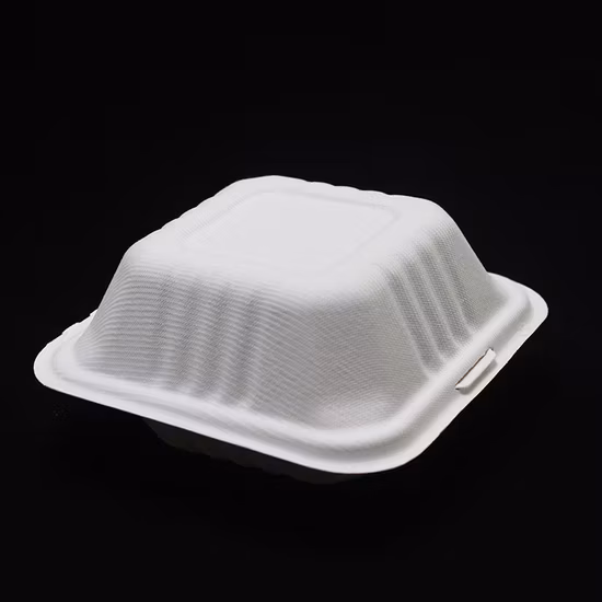 Caixa de cana-de-açúcar descartável biodegradável 100% para recipientes de alimentos com tampa para alinhavar